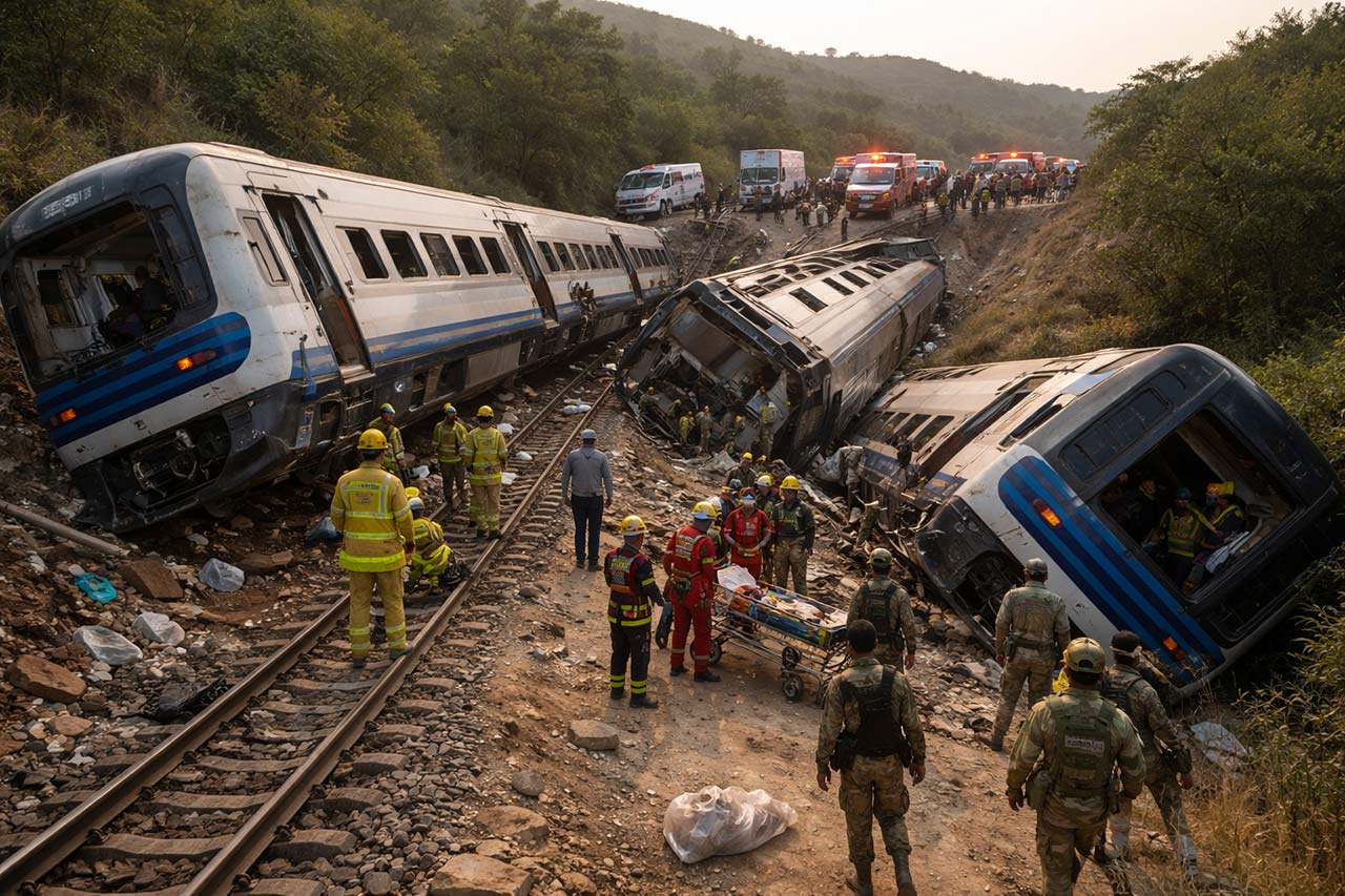 Imagen ilustrativa de un descarrilamiento ferroviario con fines ilustrativos - Aquí, la verdad